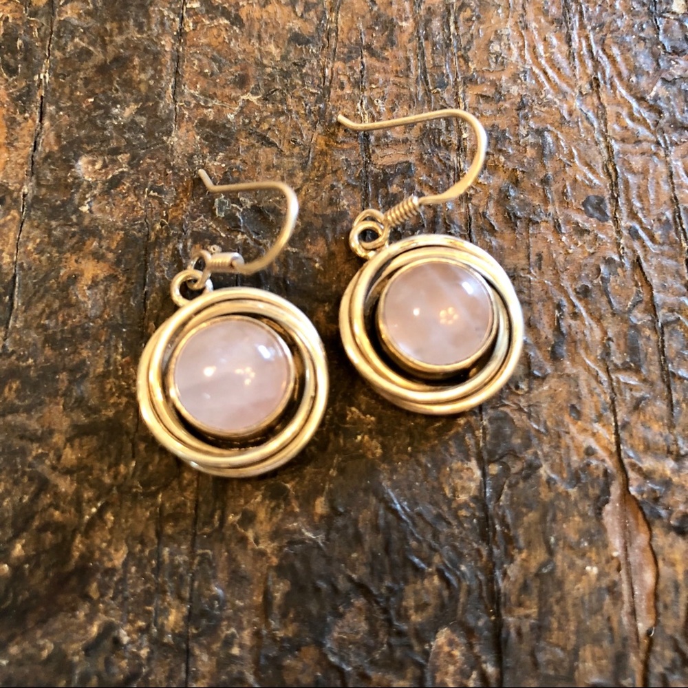 SOLD. Sterling silver and rose quartz earrings